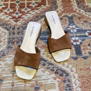 Treasure & Bond suede slides with wooden heel - Size 8.5